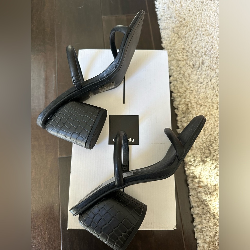 Dolce Vita Nancie Onyx Stella Black Block Heel Sandals Size 6